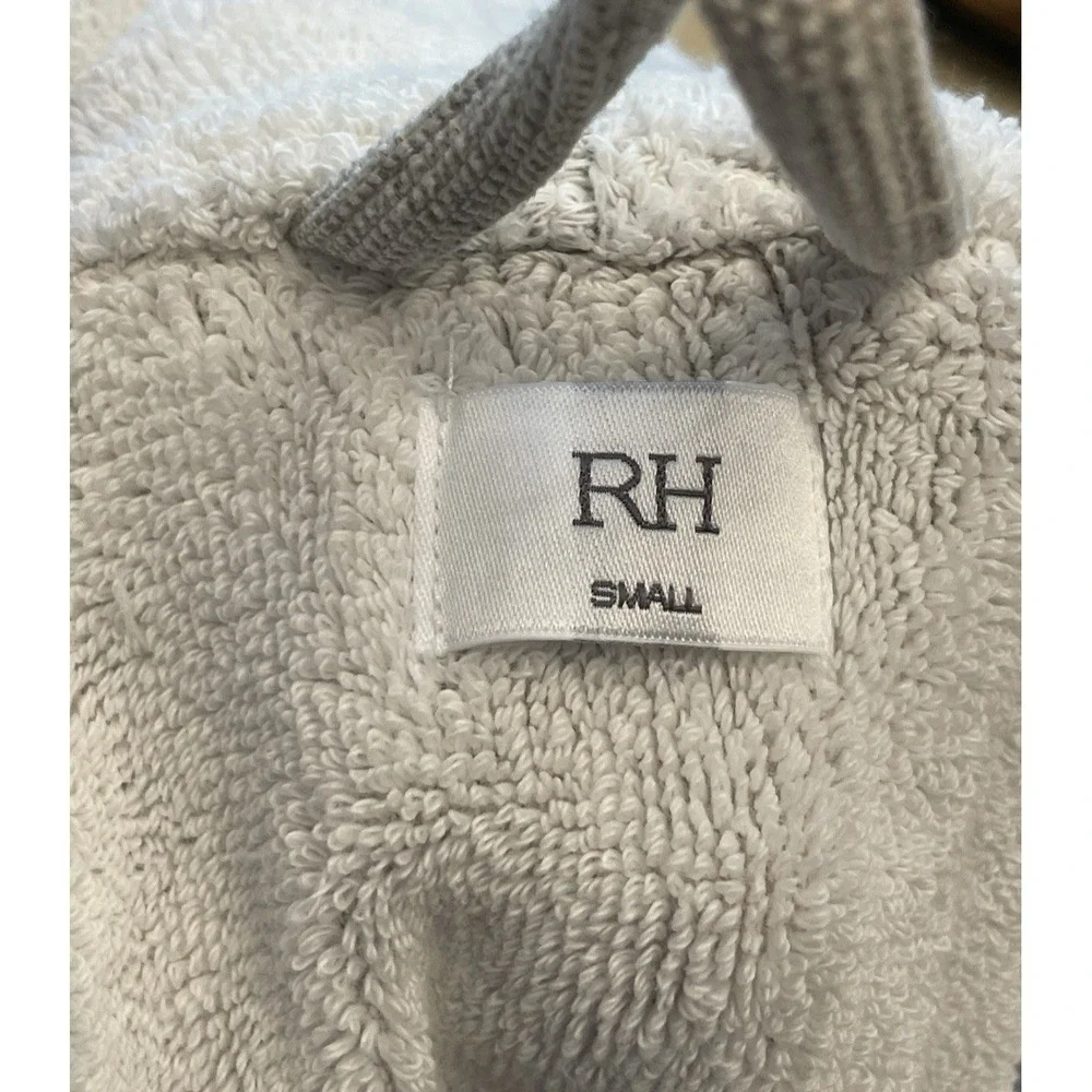 Restoration Hardware French Terry Robe Women Small Grey Pocket Tie Cotton FLAW